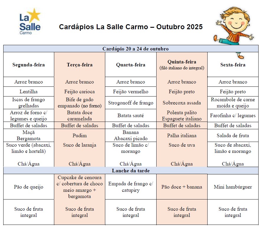 cardapio 20outubro